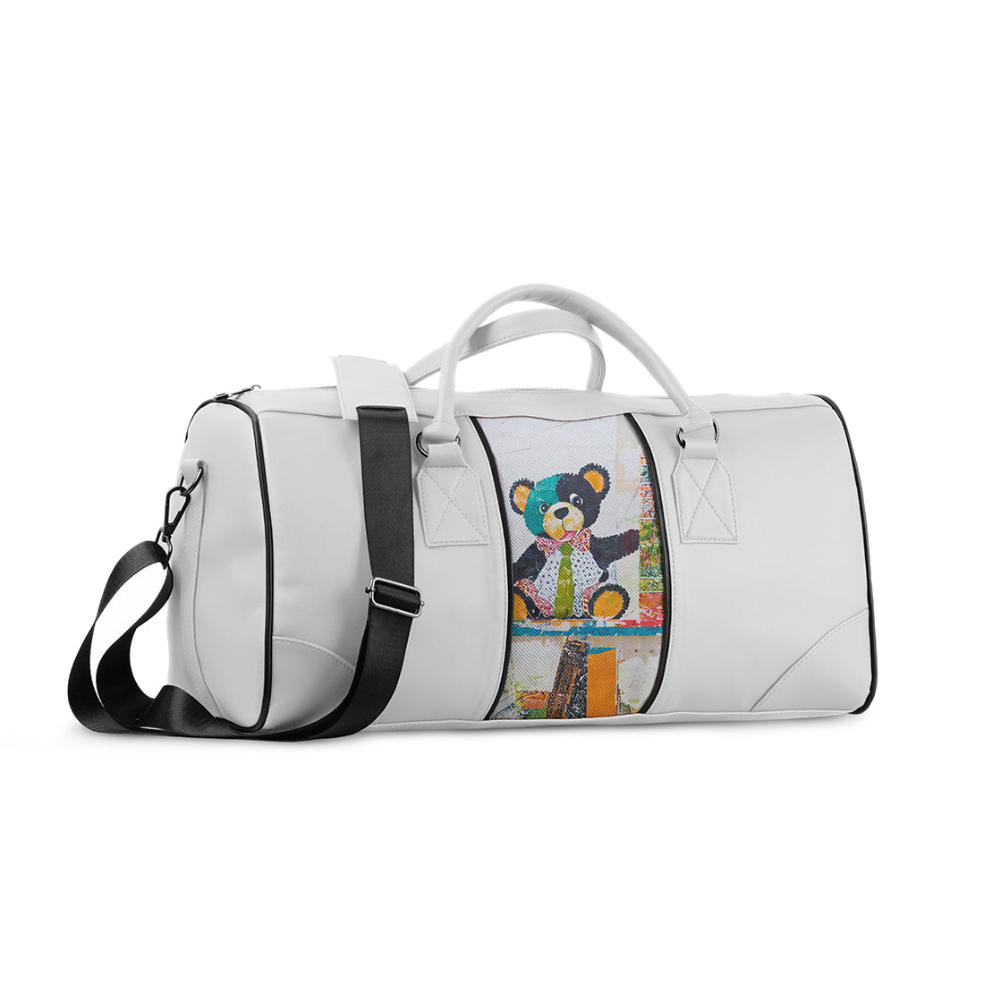White Mixed Duffel Bag Teddy Bear - 1