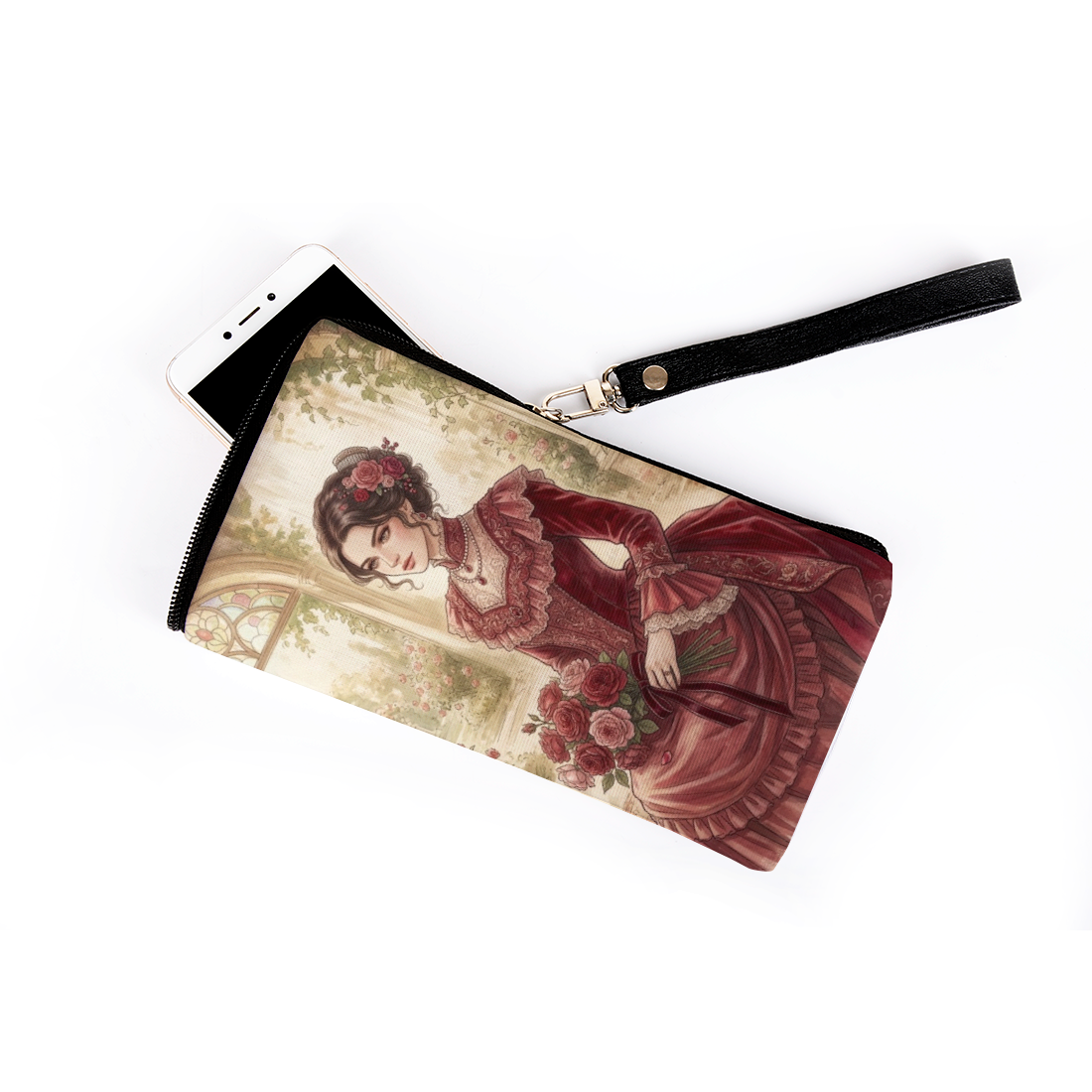 Mobile Case Vintage Victorian Lady Wristlet