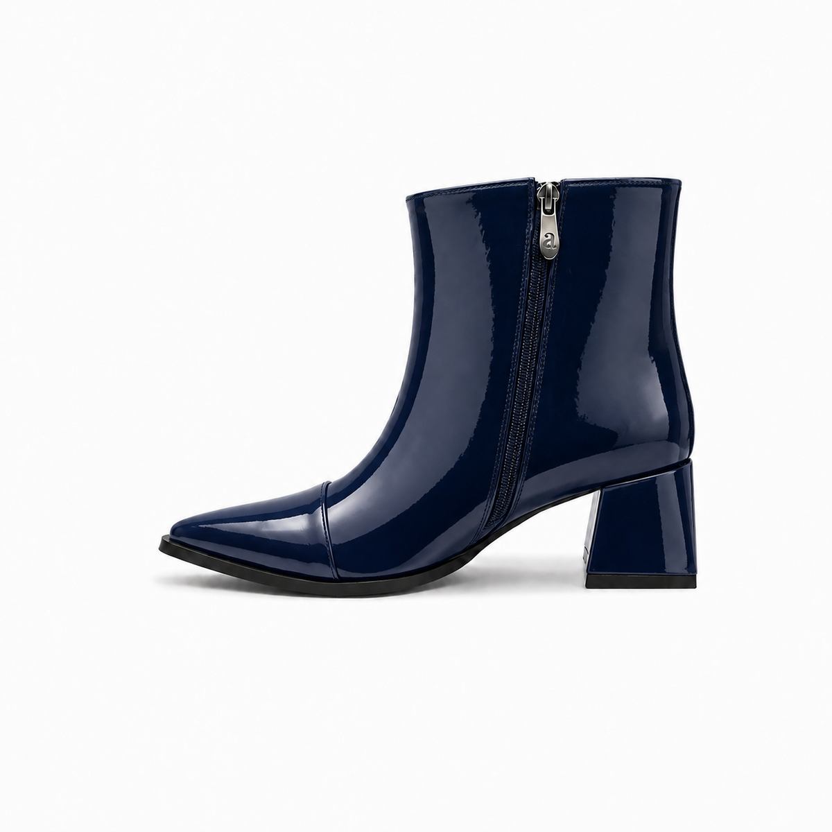 Navy Gloss Muse Ankle Boots - Patent Leather - 3 | ECADRA
