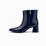 Navy Gloss Muse Ankle Boots - Patent Leather - 3 | ECADRA