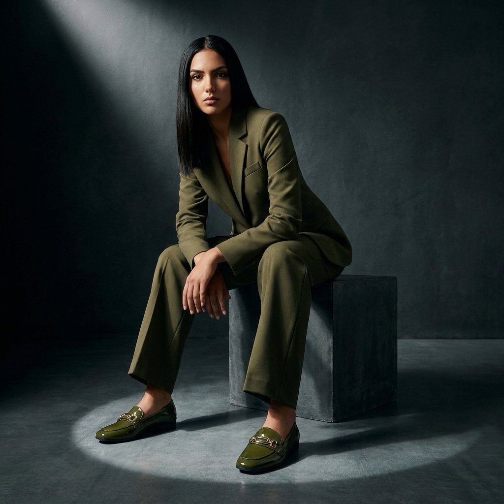 Olive Chain loafer Studio Shoot 1 | ECADRA