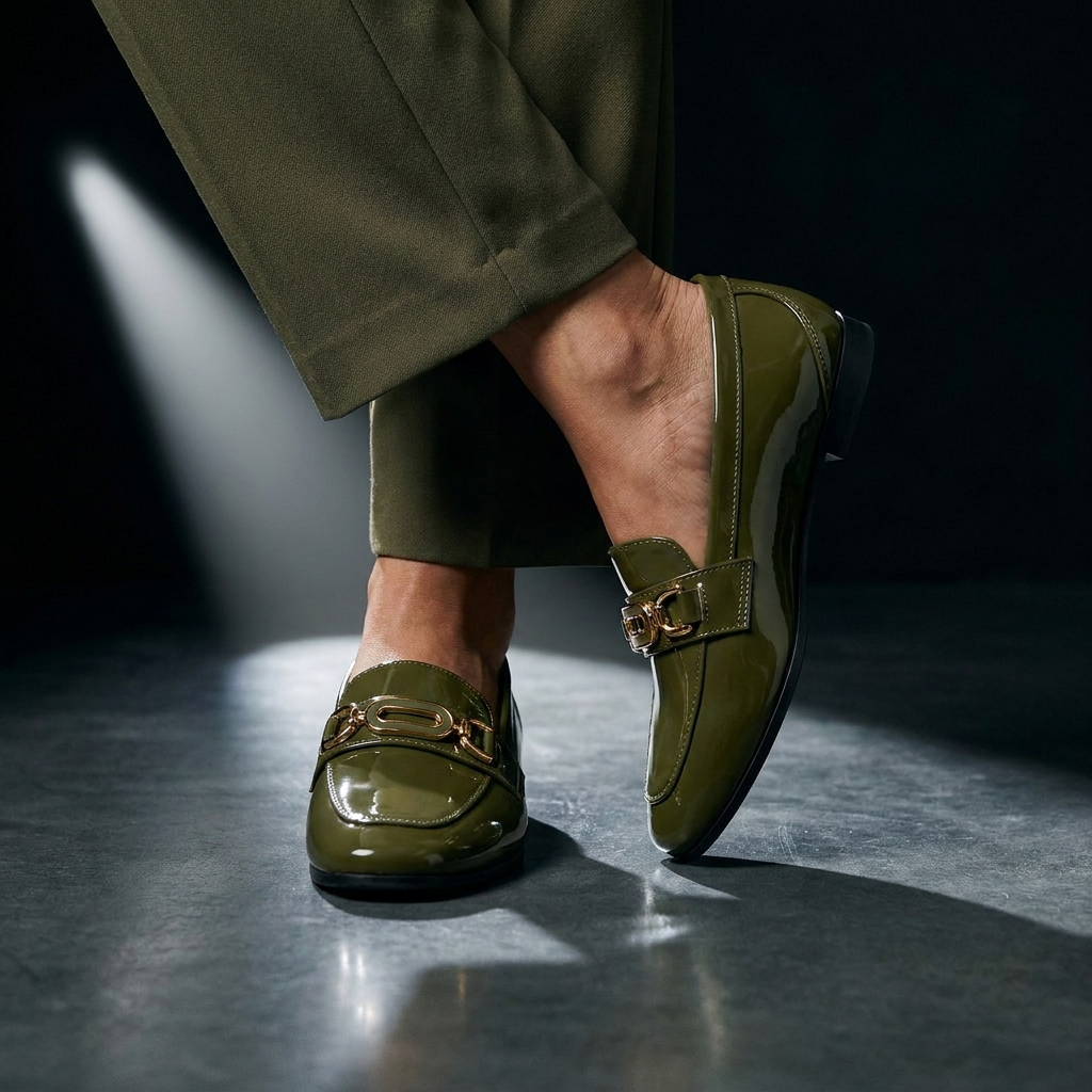 Olive Chain loafer Studio Shoot 3 | ECADRA