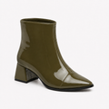 Olive Gloss Muse Ankle Boots - Patent Leather