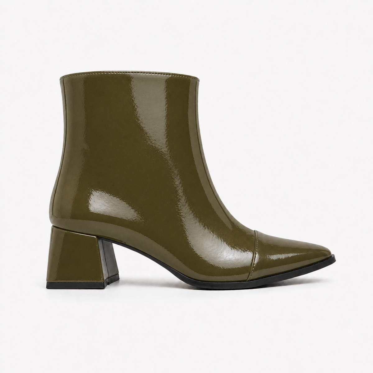 Olive Gloss Muse Ankle Boots - Patent Leather - 2 | ECADRA