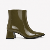 Olive Gloss Muse Ankle Boots - Patent Leather - 2 | ECADRA