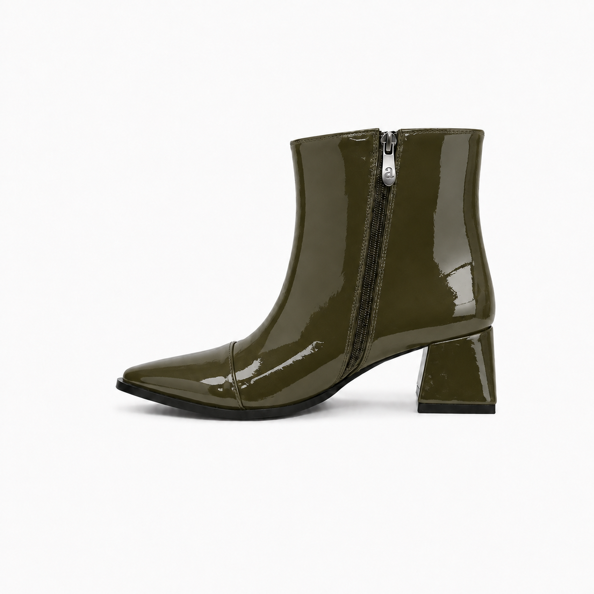 Olive Gloss Muse Ankle Boots - Patent Leather - 3 | ECADRA