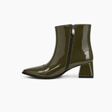 Olive Gloss Muse Ankle Boots - Patent Leather - 3 | ECADRA