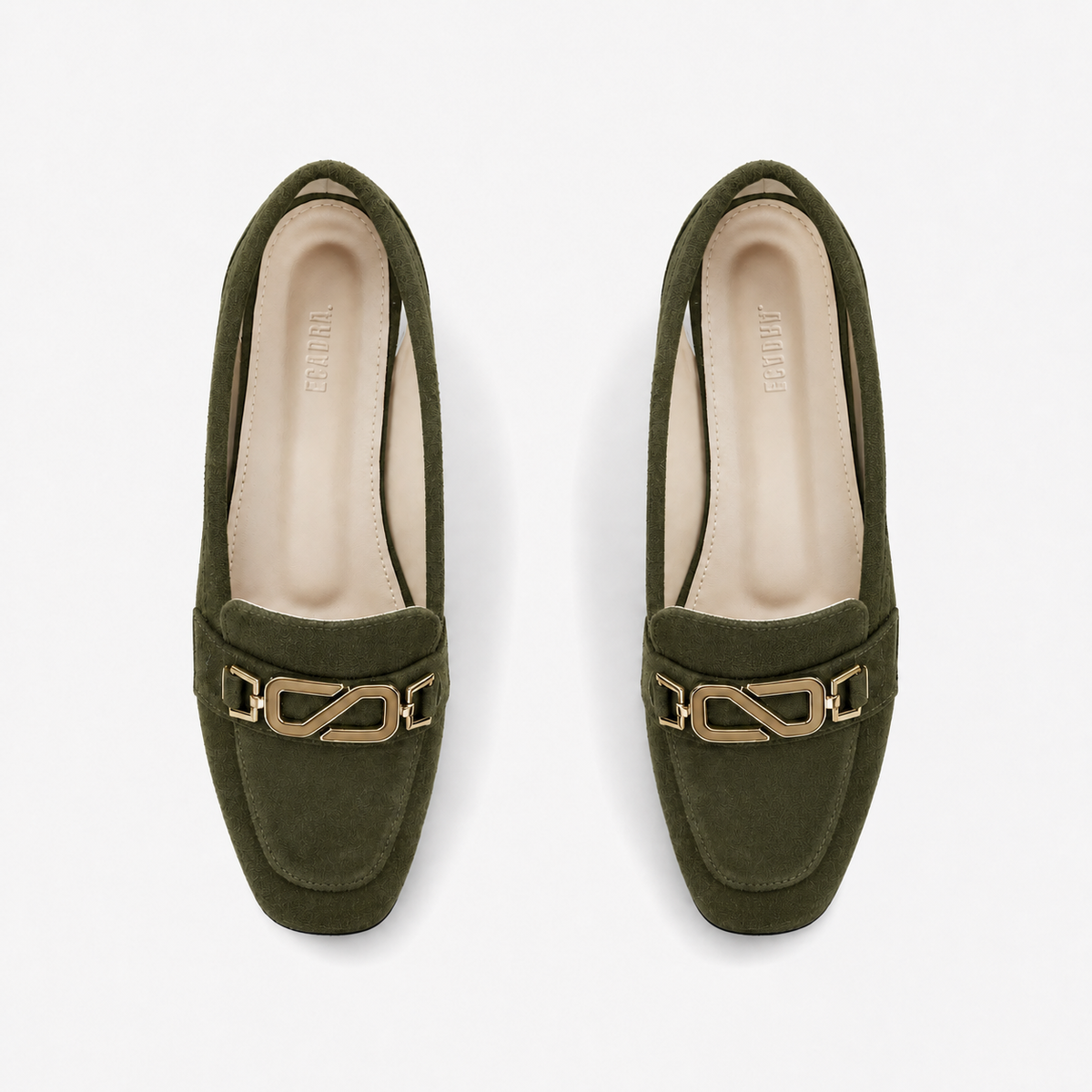 Olive Matte Chain Loafers | ECADRA