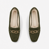 Olive Matte Chain Loafers | ECADRA