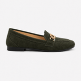 Olive Matte Chain Loafers - 2 | ECADRA