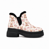 Pastel Cute Teddy Bear Puffer Boots