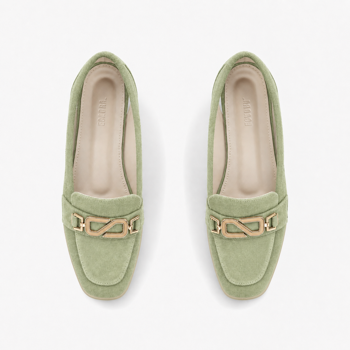 Pistachio Matte Chain Loafers | ECADRA