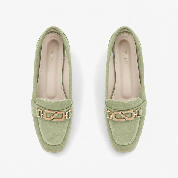 Pistachio Matte Chain Loafers | ECADRA