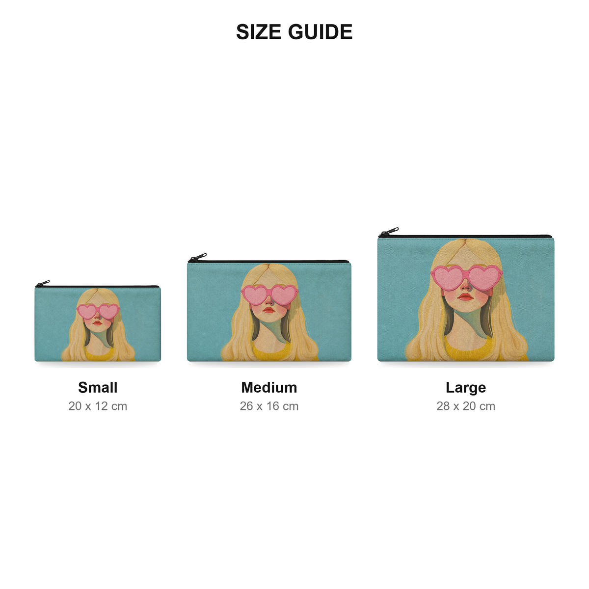 Pouch – Heart Eyes - Size Guide