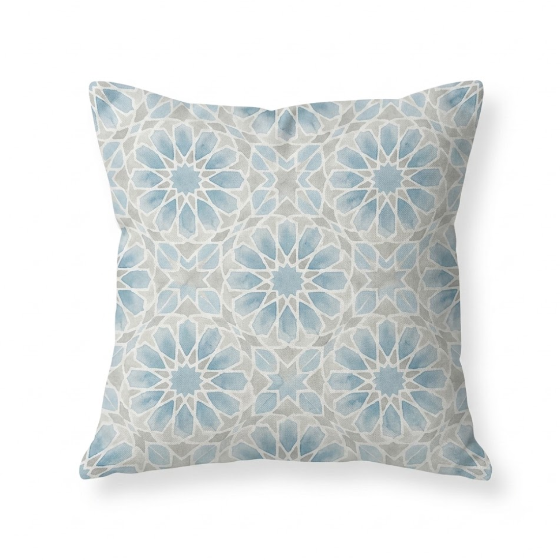 Decorative Pillow Ramadan 2026 Blue Watercolor Islamic Pattern