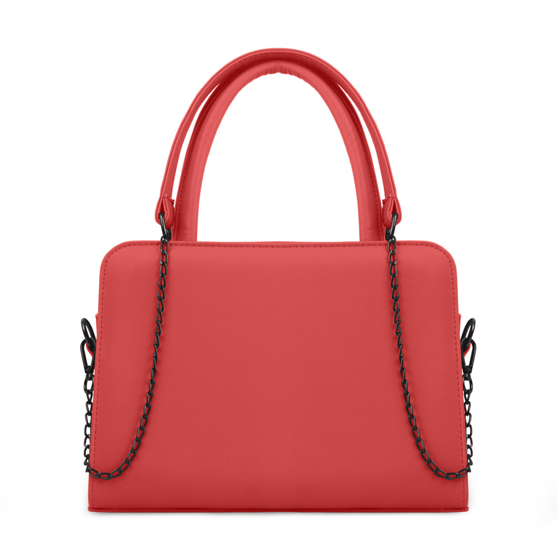 Red Chic Chain Accent Handbag - 1