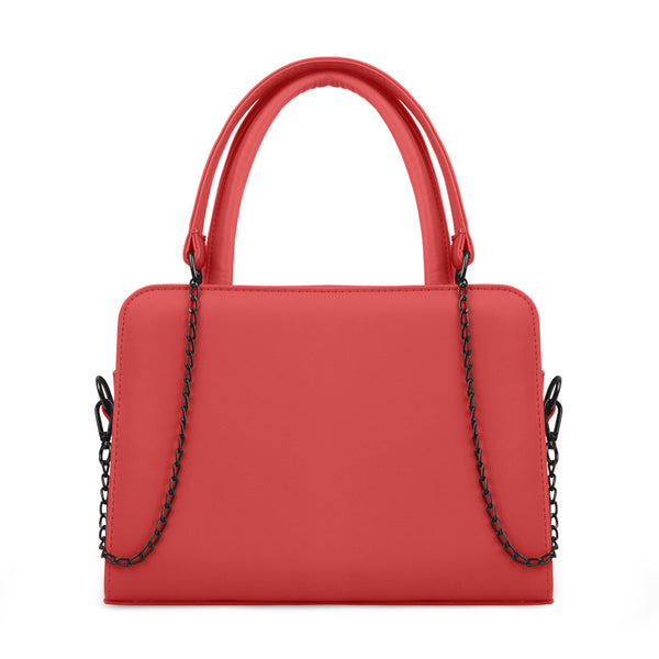 Red Chic Chain Accent Handbag - 1