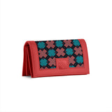 Red Sleek Elegance Fold Wallet  Featuring Vibrant Star Tile Motif - 1