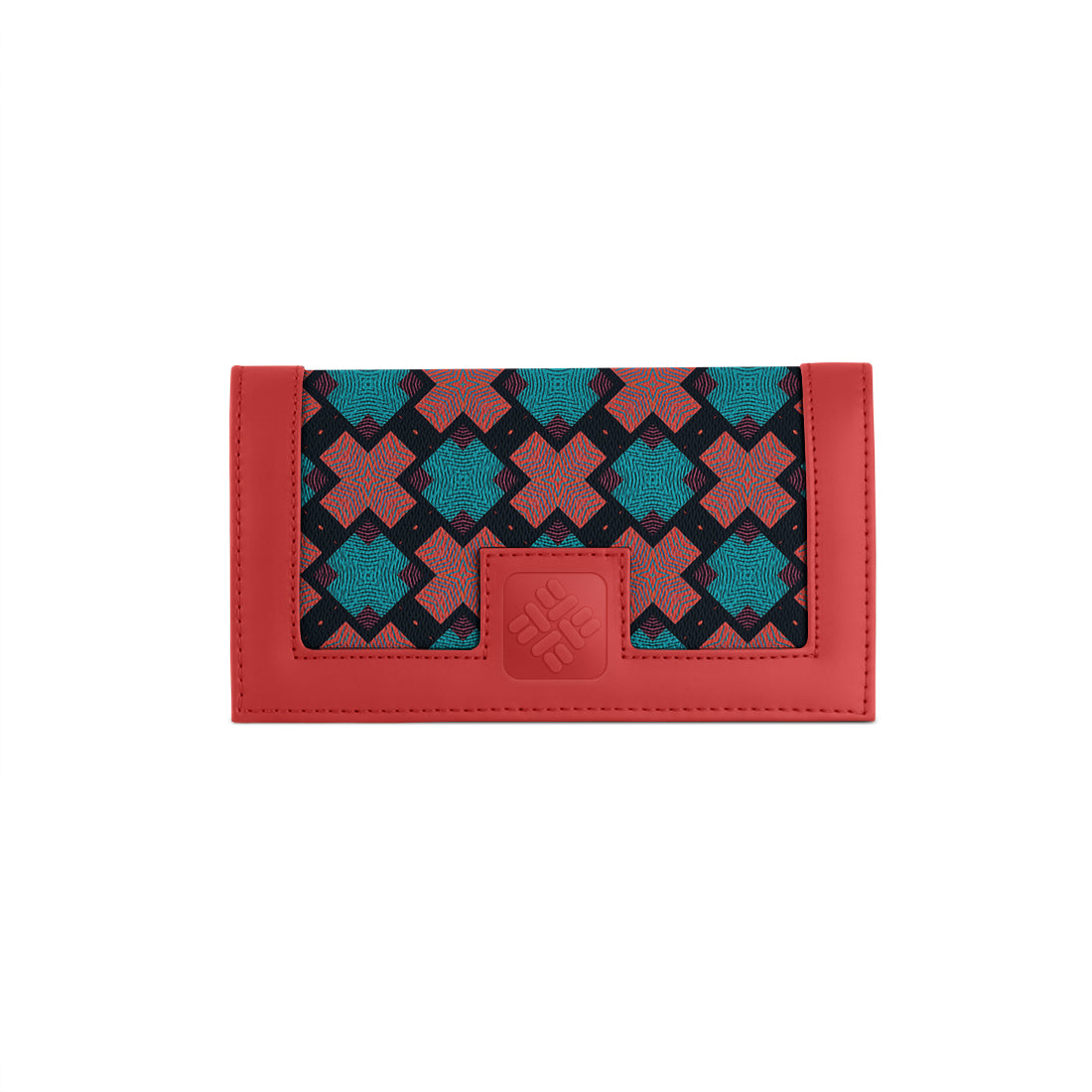 Red Sleek Elegance Fold Wallet  Featuring Vibrant Star Tile Motif - 2