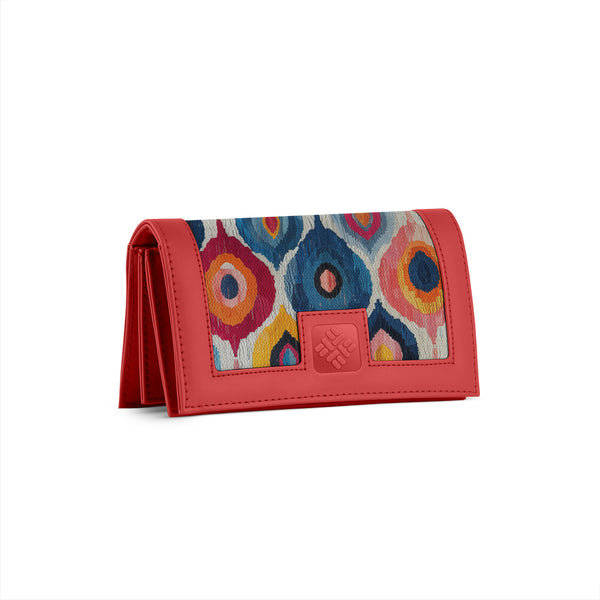 Red Sleek Elegance Fold Wallet Vibrant Abstract Ikat Pattern - 1