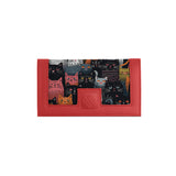 Red Sleek Elegance Fold Wallet in Playful Cat Parade Style - 2
