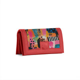 Red Sleek Elegance Fold Wallet in Whimsical Patchwork Delight - 1