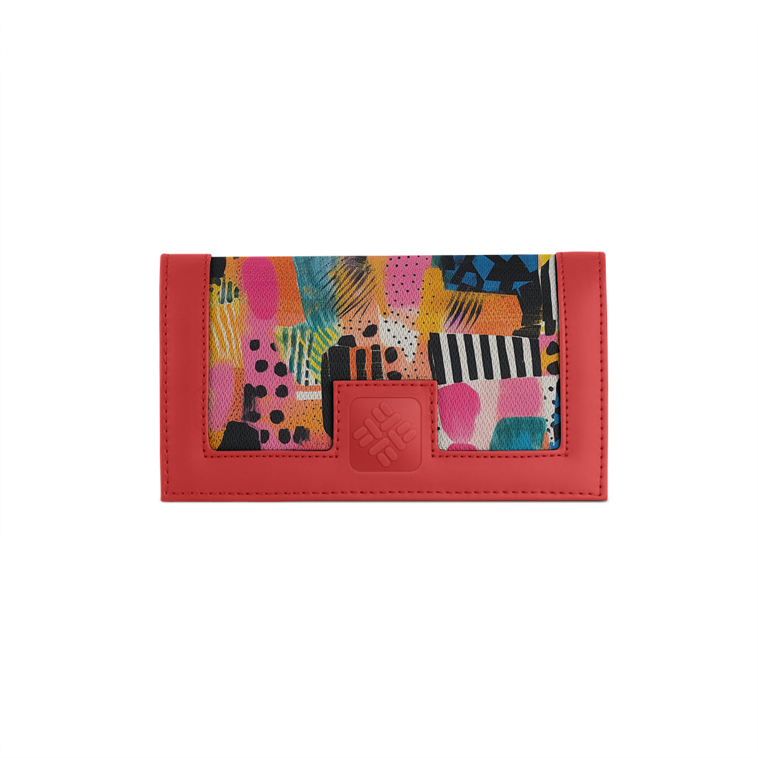 Red Sleek Elegance Fold Wallet in Whimsical Patchwork Delight - 2