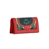 Red Sleek Elegance Fold Wallet with Ethereal Lunar Portrait - 1
