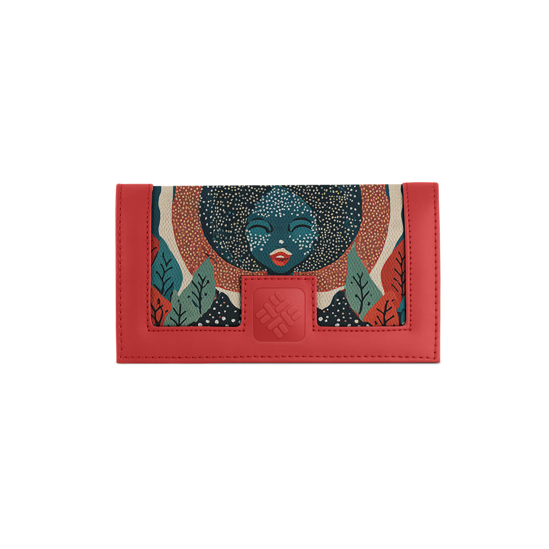 Red Sleek Elegance Fold Wallet with Ethereal Lunar Portrait - 2