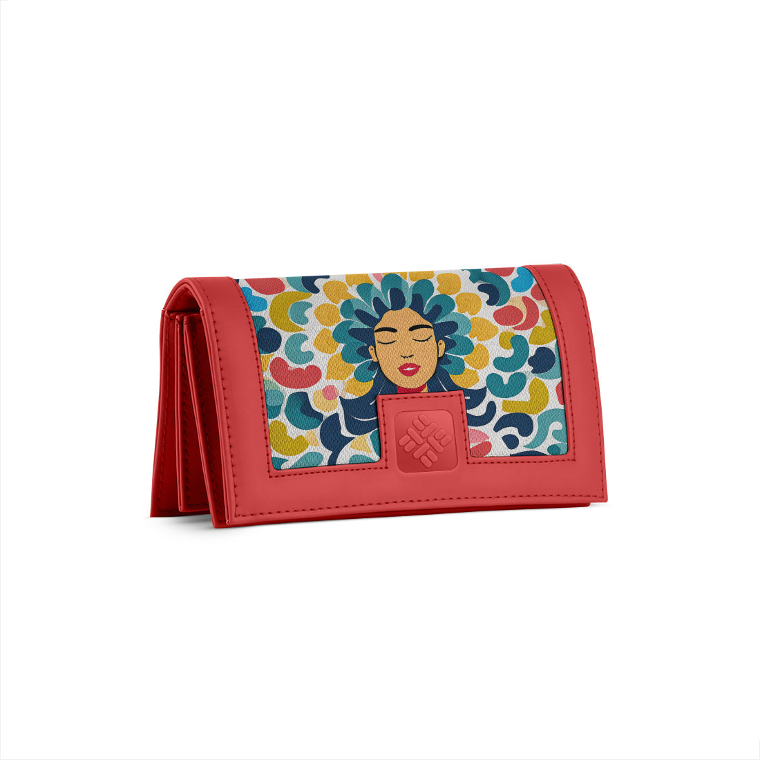 Red Sleek Elegance Wallet Featuring Vibrant Afro-Muse Artwork - 1