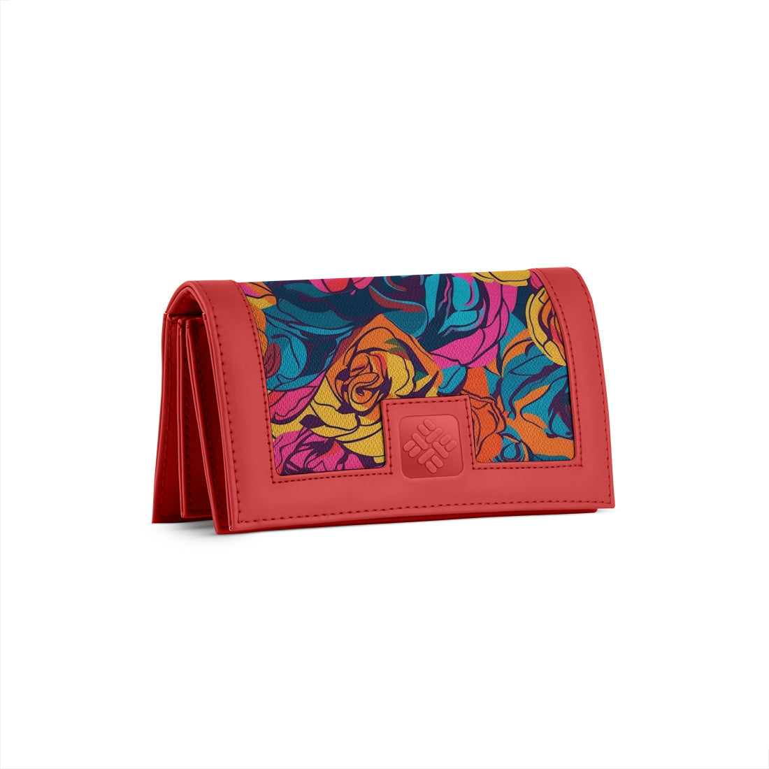 Red Sleek Elegance Wallet with Kaleidoscopic Rose Fantasy - 1