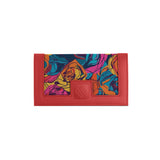 Red Sleek Elegance Wallet with Kaleidoscopic Rose Fantasy - 2