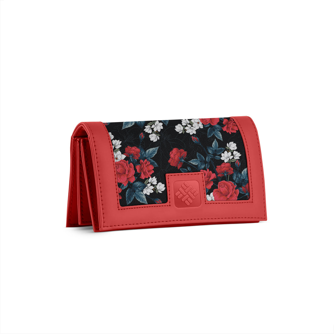Red Sleek Elegance Wallet with Romantic Floral Symphony - 1