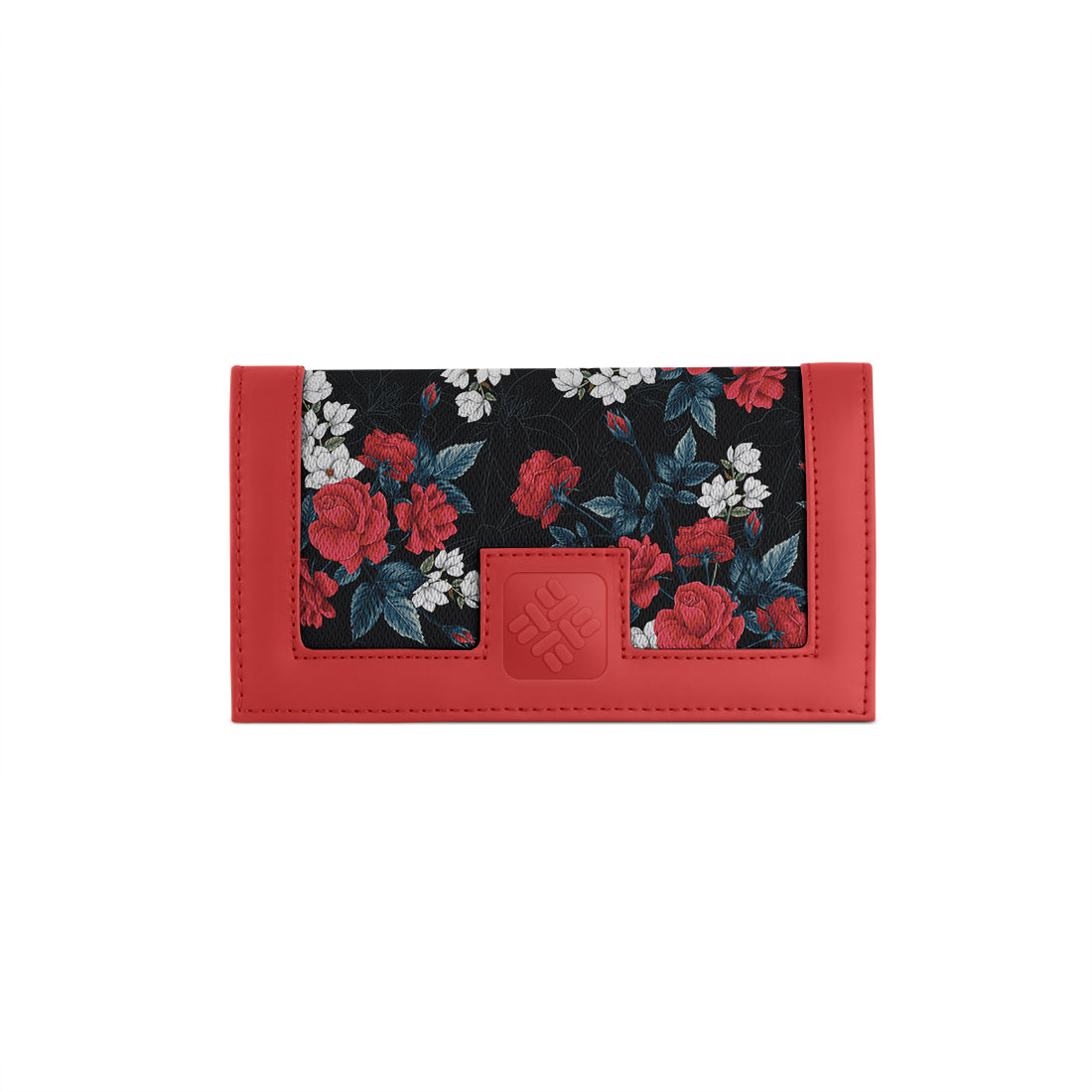 Red Sleek Elegance Wallet with Romantic Floral Symphony - 2