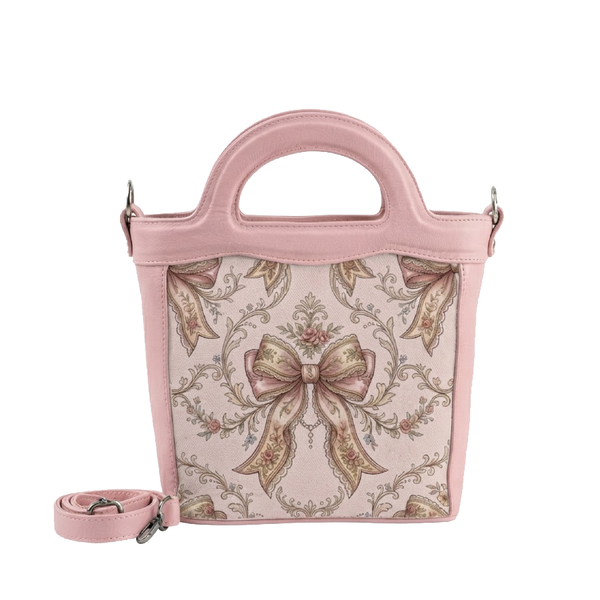 Rose Top Handle Handbag Romantic Coquette Vintage Rose Lace Bows