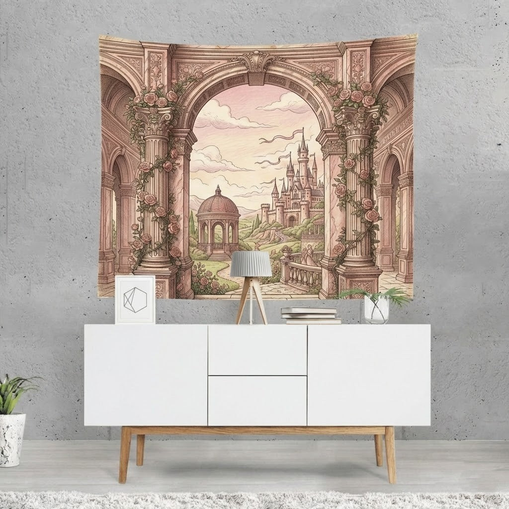 Wall Tasperty Romantic Fairytale Castle Soft Floral