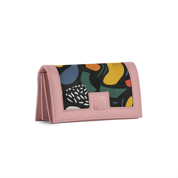 Rose Sleek Elegance Fold Wallet Featuring Bold Geometric Pops - 1