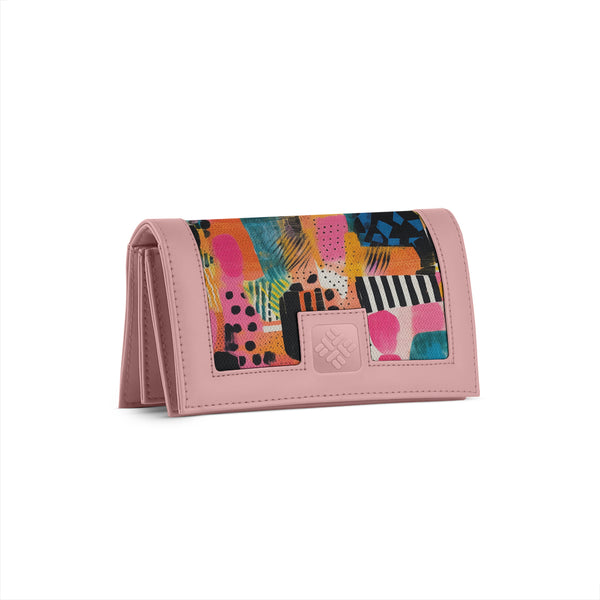 Rose Sleek Elegance Fold Wallet in Whimsical Patchwork Delight - 1