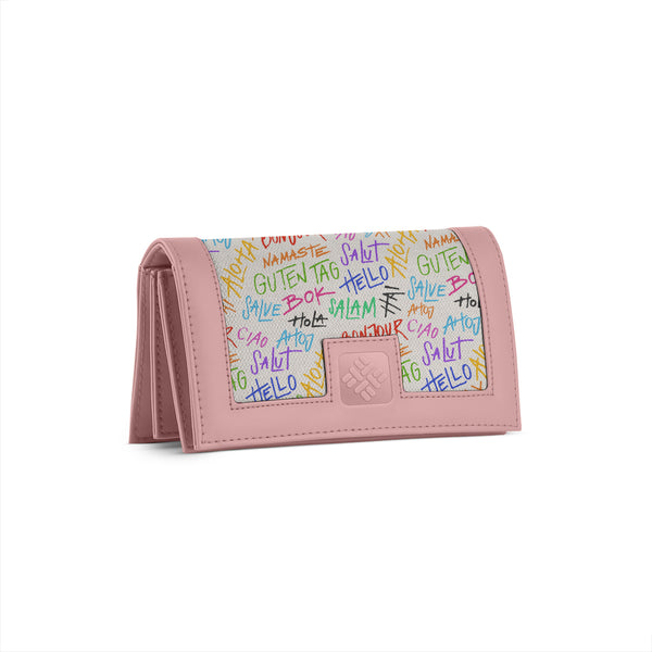Rose Sleek Elegance Wallet with Multilingual Hello Charm - 1