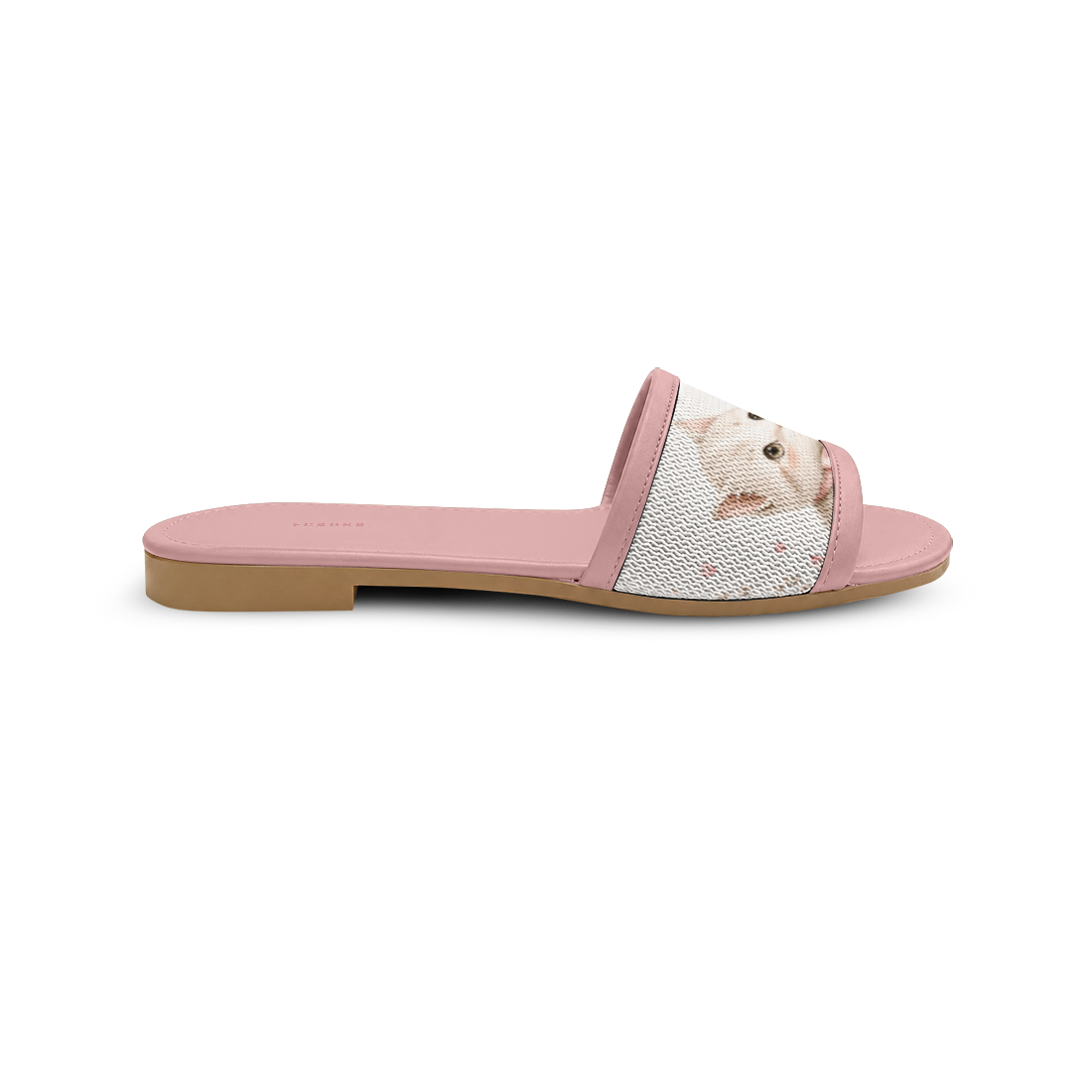 Rose Drift Slides Cute Kitten Print with Soft Floral