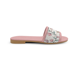 Rose Drift Slides Vintage Floral & Heart Key Print