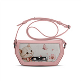Rose Swag Crossbody Cute Kitten Print Soft Floral
