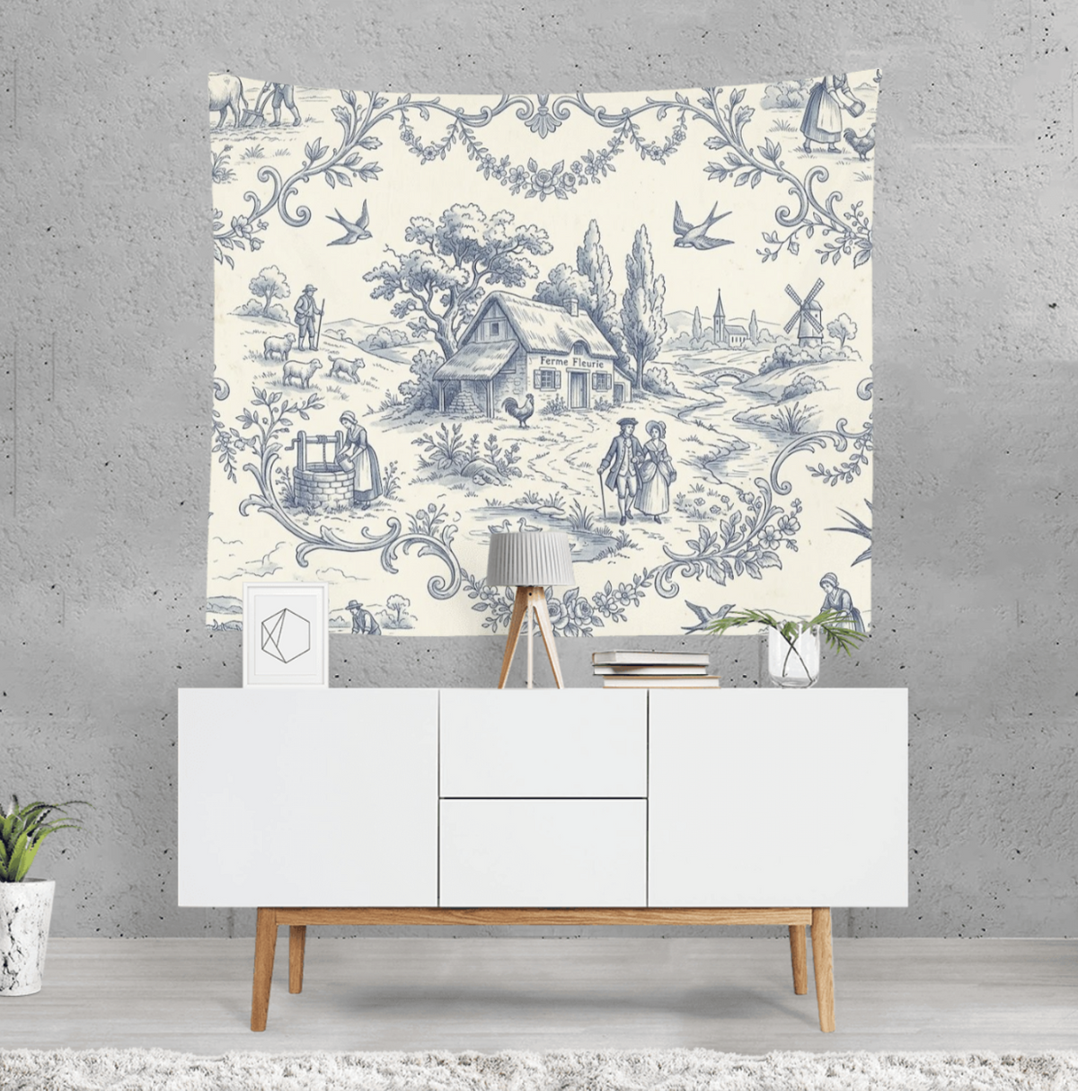 Wall Tasperty Toile de Jouy French Country Pattern