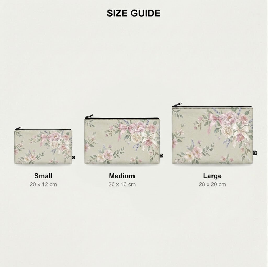 Pouch – Soft Floral Pink Bow and Pearls