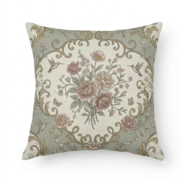 Decorative Pillow Soft Floral Aesthetic Vintage Botanical Rose Pattern
