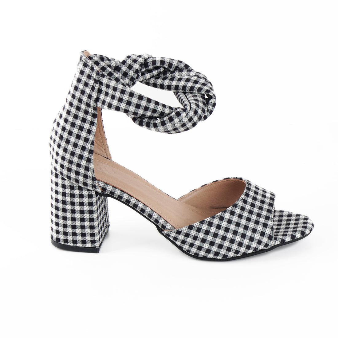 Spotted Black Chunky Heeled