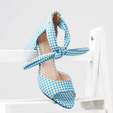 Spotted Blue Chunky Heeled
