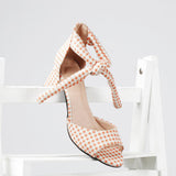 Spotted Orange Chunky Heeled