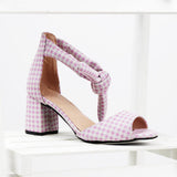 Spotted Purple Chunky Heeled