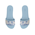 Blue Drift Slides Summer Coastal Blue Palm Tree Print